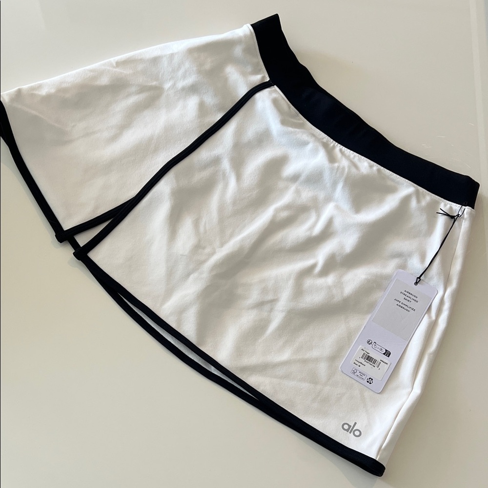 ALO Yoga White Mini Skort with Black Trim